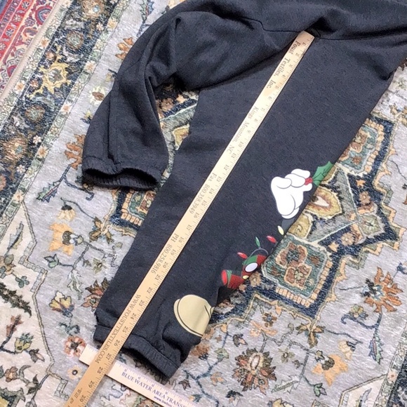 🎄MICKEY MOUSE Christmas Charcoal Drawstring Waist Elastic Ankle Fleece Joggers - Picture 7 of 8